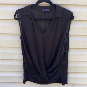 Maven West Draped Front Black 100% Rayon Sleeveless Blouse size Extra Small